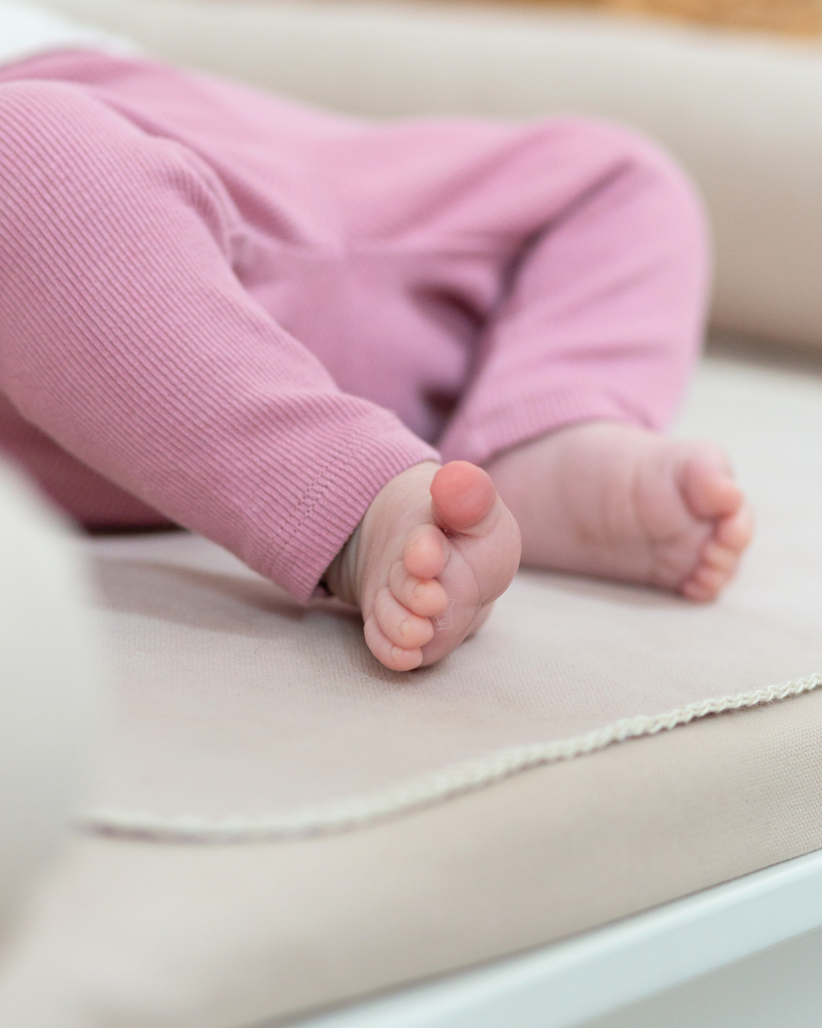 Babies, Baby feet, Pink clothing, Soft fabric, Cotton pants