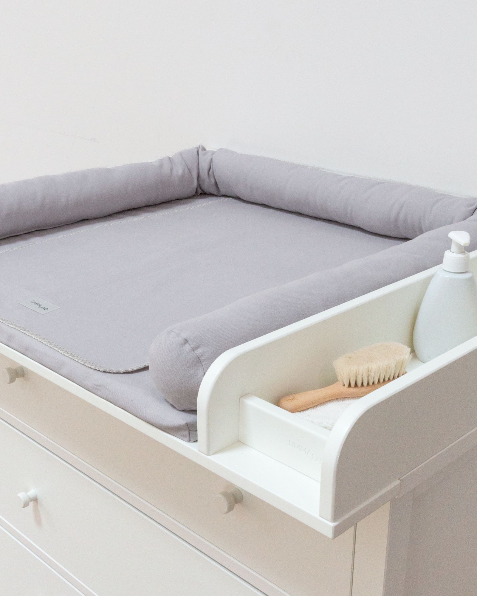 Baby changing pad, Cotton pad, Gray mat, Dresser organizer, Bath care set
