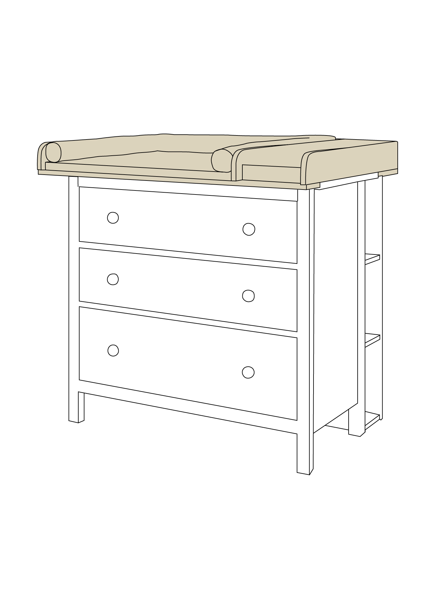 Set voor IKEA HEMNES als luiertafel in beige (3 producten)