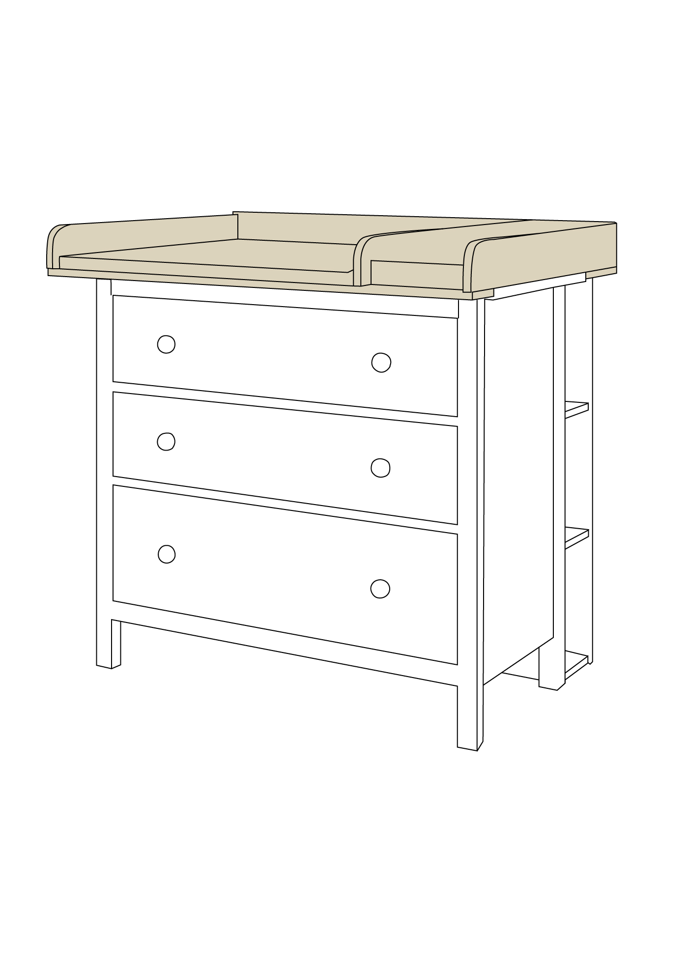 Set voor IKEA HEMNES als luiertafel in beige (2 producten)