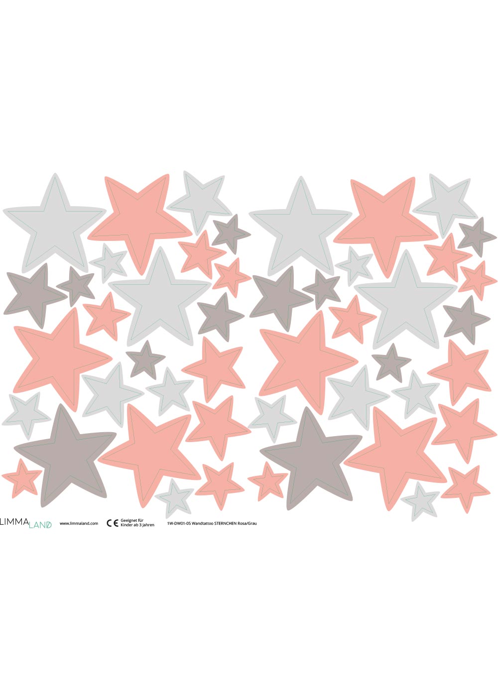 Stickerset Sterne rosa grau Druckvorlage