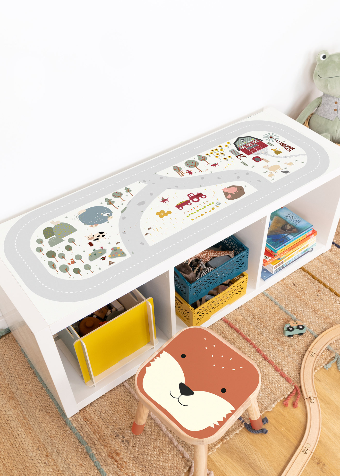 Plakfolie voor IKEA KALLAX stellingkast 3 speelstraat boerderij kinderkamer  Plakfolie voor IKEA KALLAX stellingkast 3 speelstraat boerderij kinderkamer