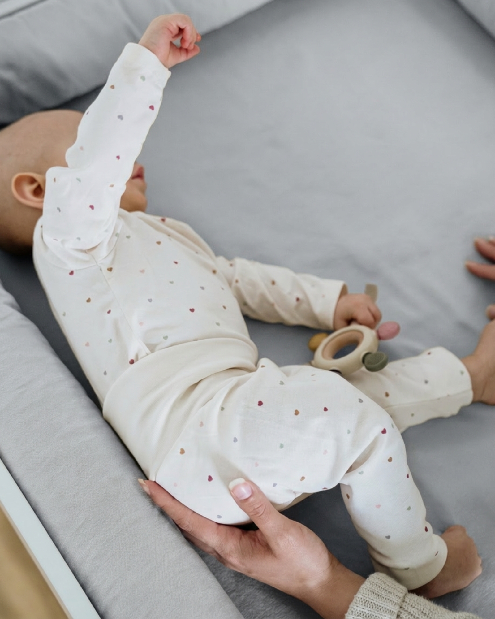 baby, onesie, romper, dots pattern, long sleeves
