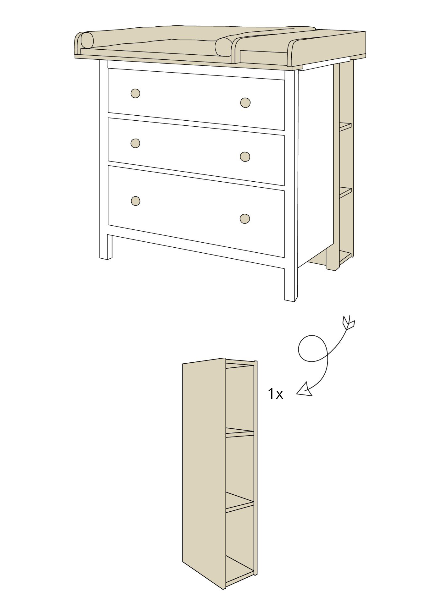 Set voor IKEA HEMNES als luiertafel in eucalyptus (6 producten)