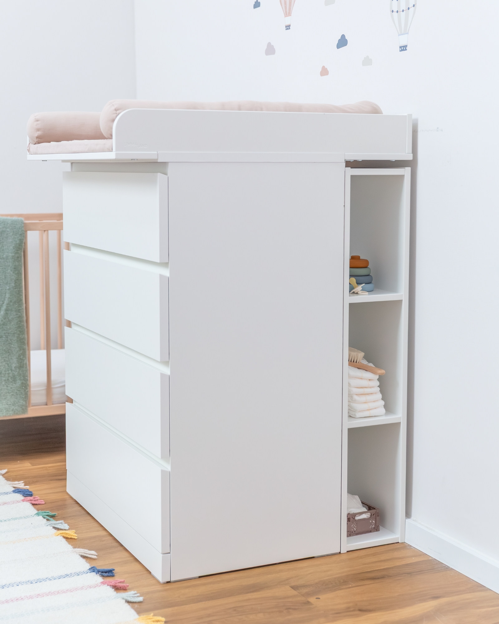Kommode, Weiß, Holzoptik, Wickelkommode, Aufbewahrung
