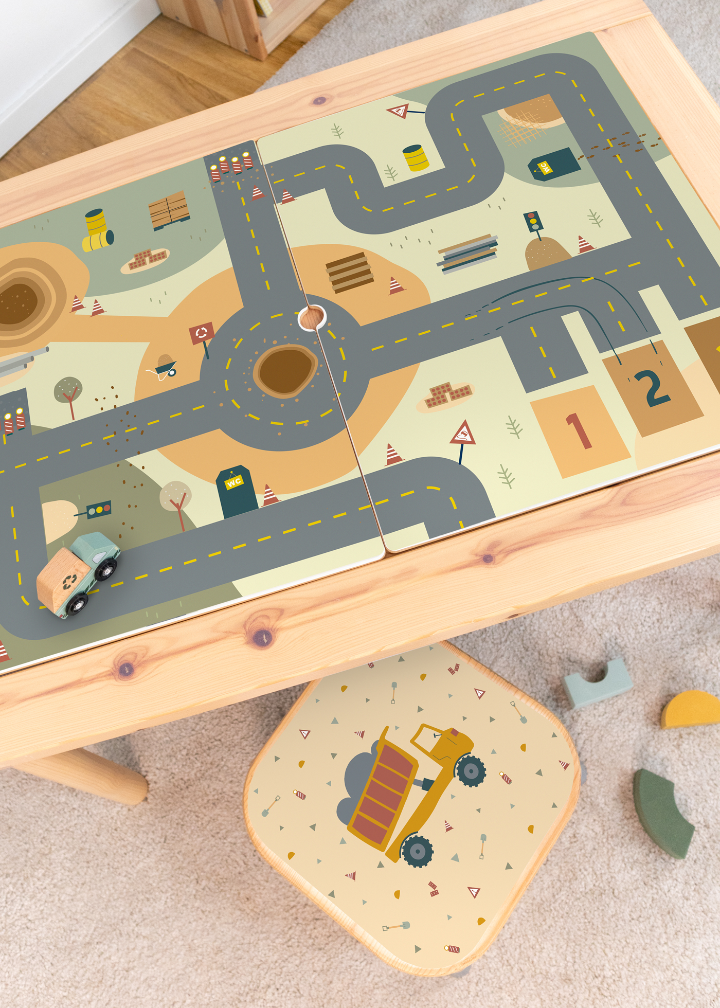 Miniatur Baustellenmotiv für IKEA Spieltisch aufpeppen