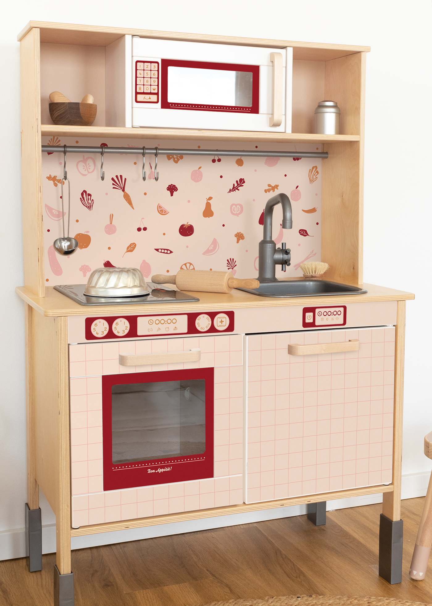 Plakfolie kinderkeuken voor IKEA DUKTIG in bes  Plakfolie kinderkeuken voor IKEA DUKTIG in bes