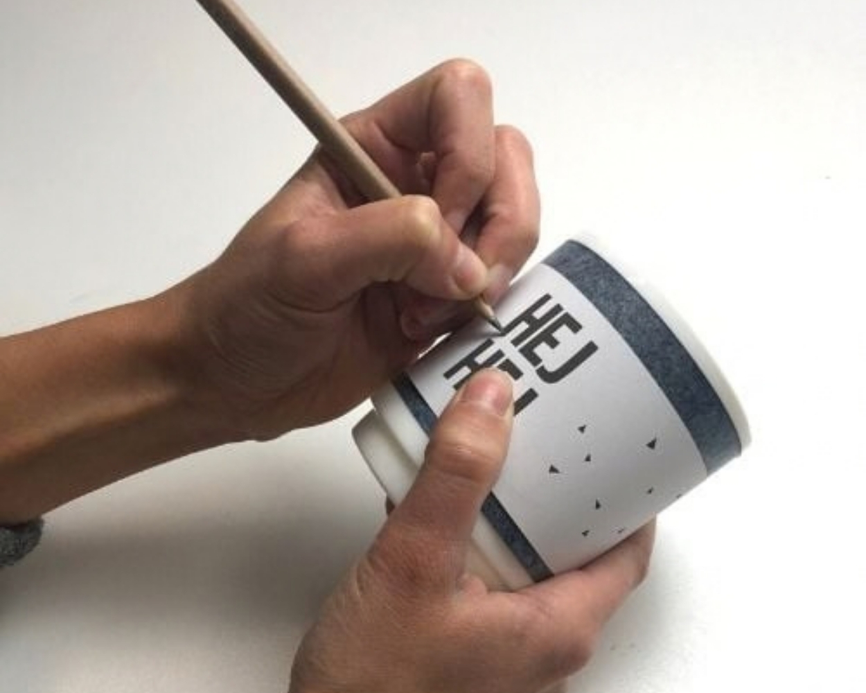 hand, Bleistift, Becher, Keramik, Muster