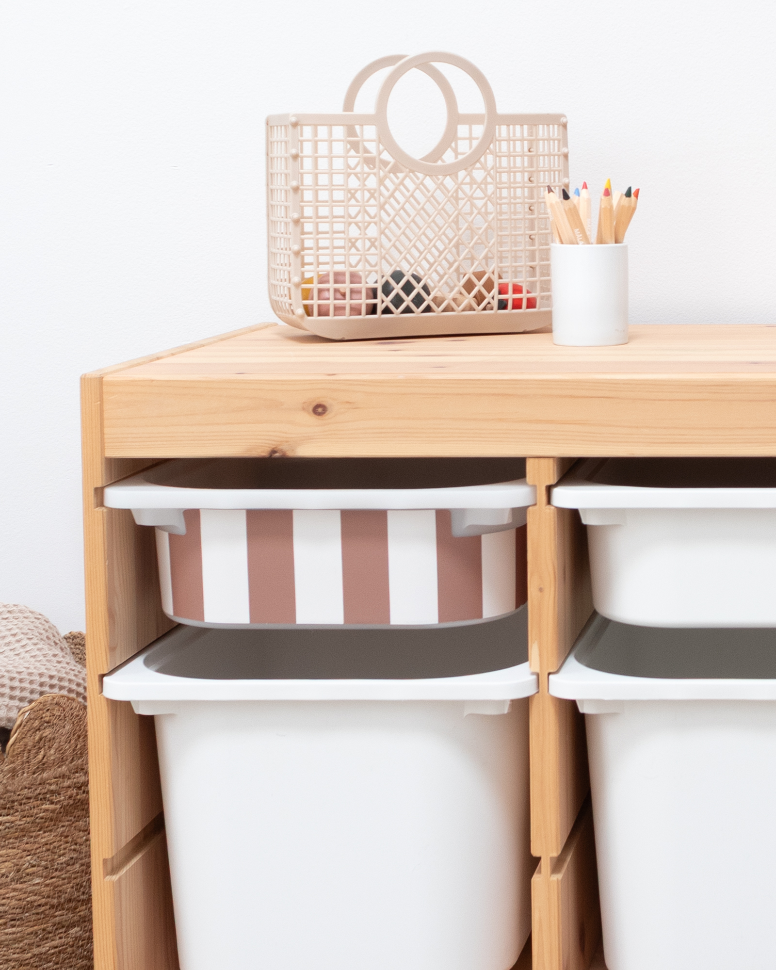 klebefolie ikea trofast box klein kopfseite vichy streifig kakao 2