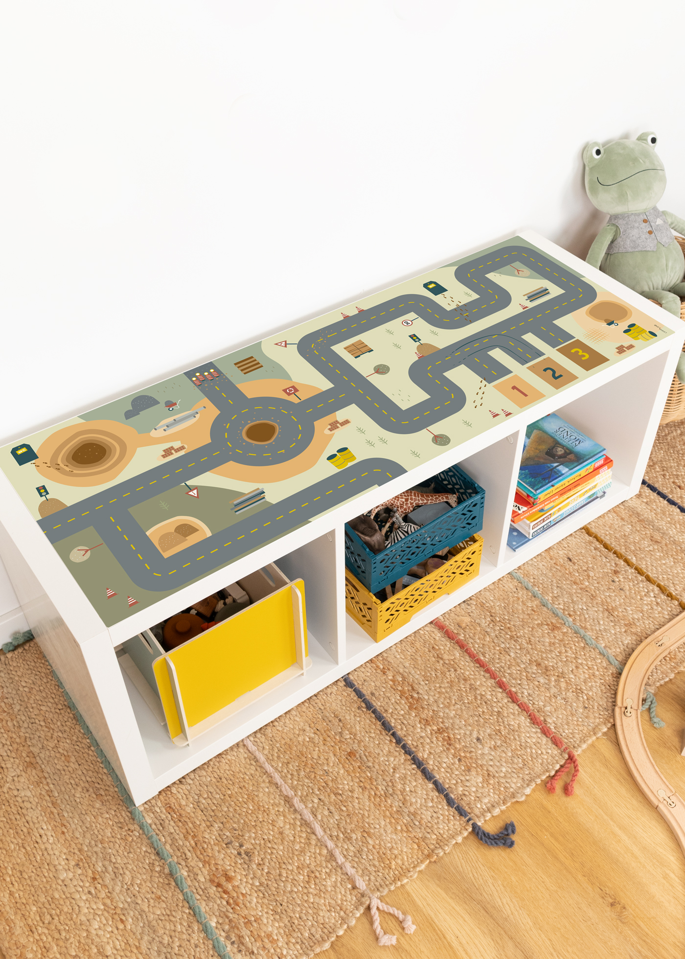 Spielstraße Klebefolie für IKEA Spieltisch aufpeppen Selbstklebende Folie für IKEA Spieltisch mit Baustellenmotiv