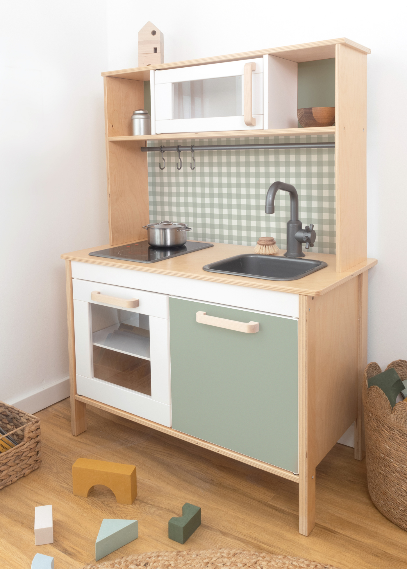Flexible und wiederablösbare Folie für IKEA Duktig in eukalyptus Dekorative Küchenfolie für kinderfreundliche Designs in Eukalyptus