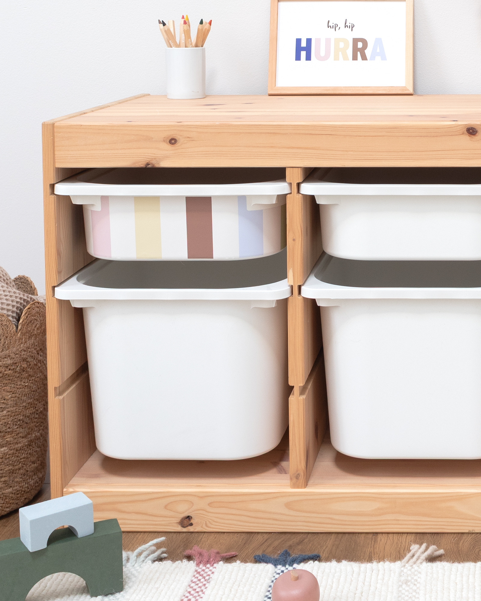 klebefolie ikea trofast box klein kopfseite vichy streifig bunt 2