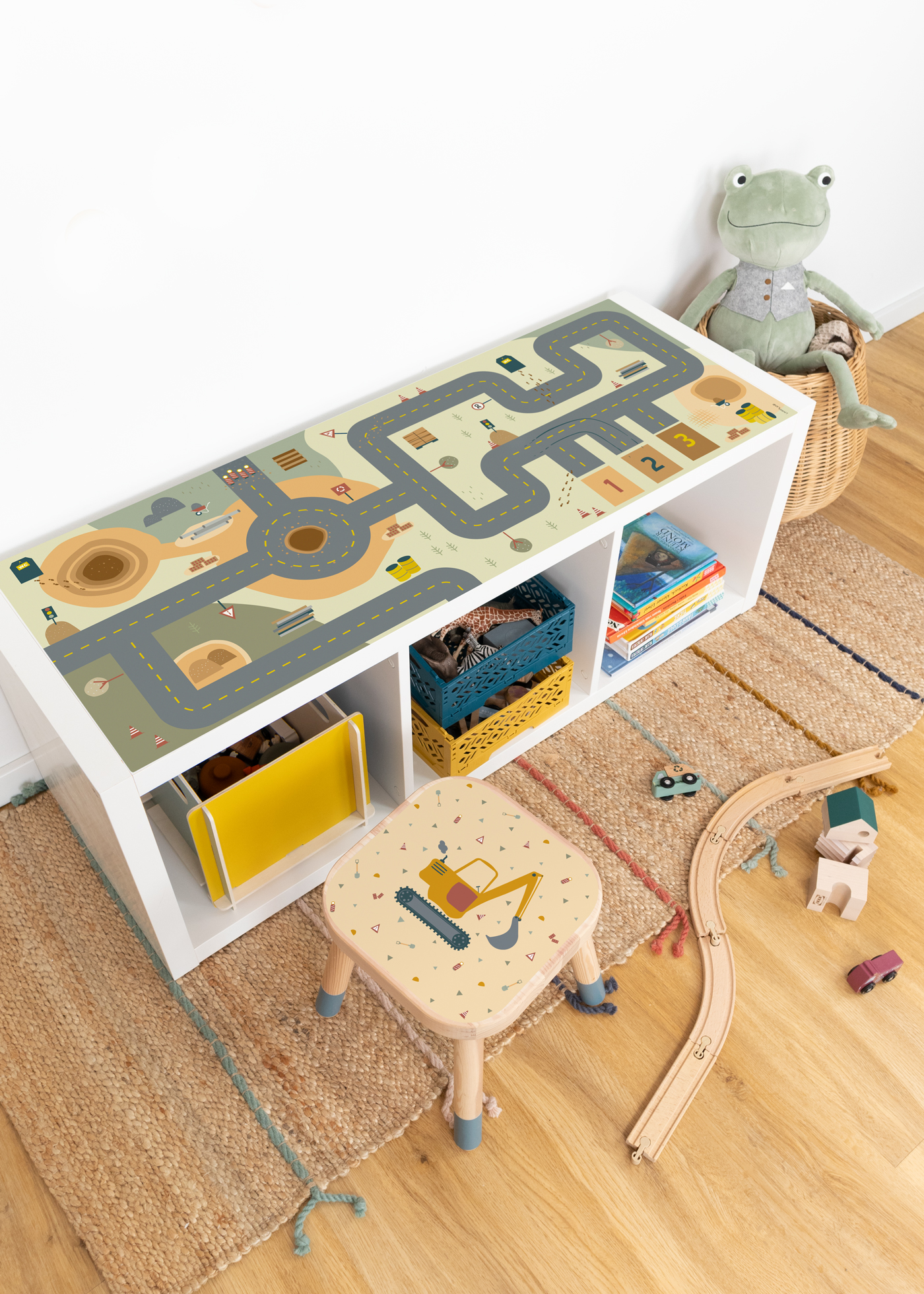 Baustellenmotiv Klebefolie für IKEA Spieltisch Spieltisch mit modernem Baustellenmotiv bekleben