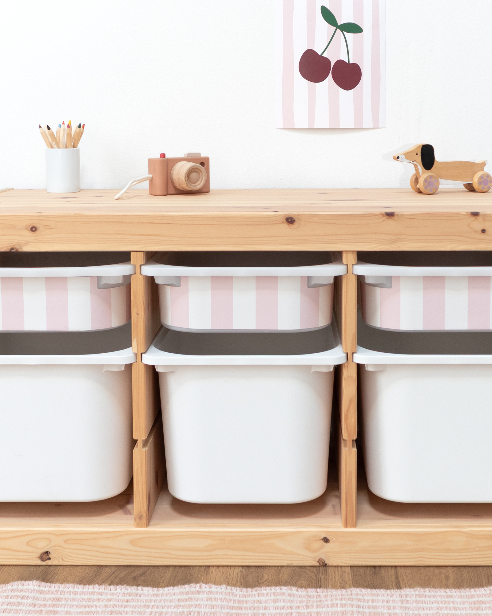 klebefolie ikea trofast box klein kopfseite vichy streifig marshmallow 3er Set 3