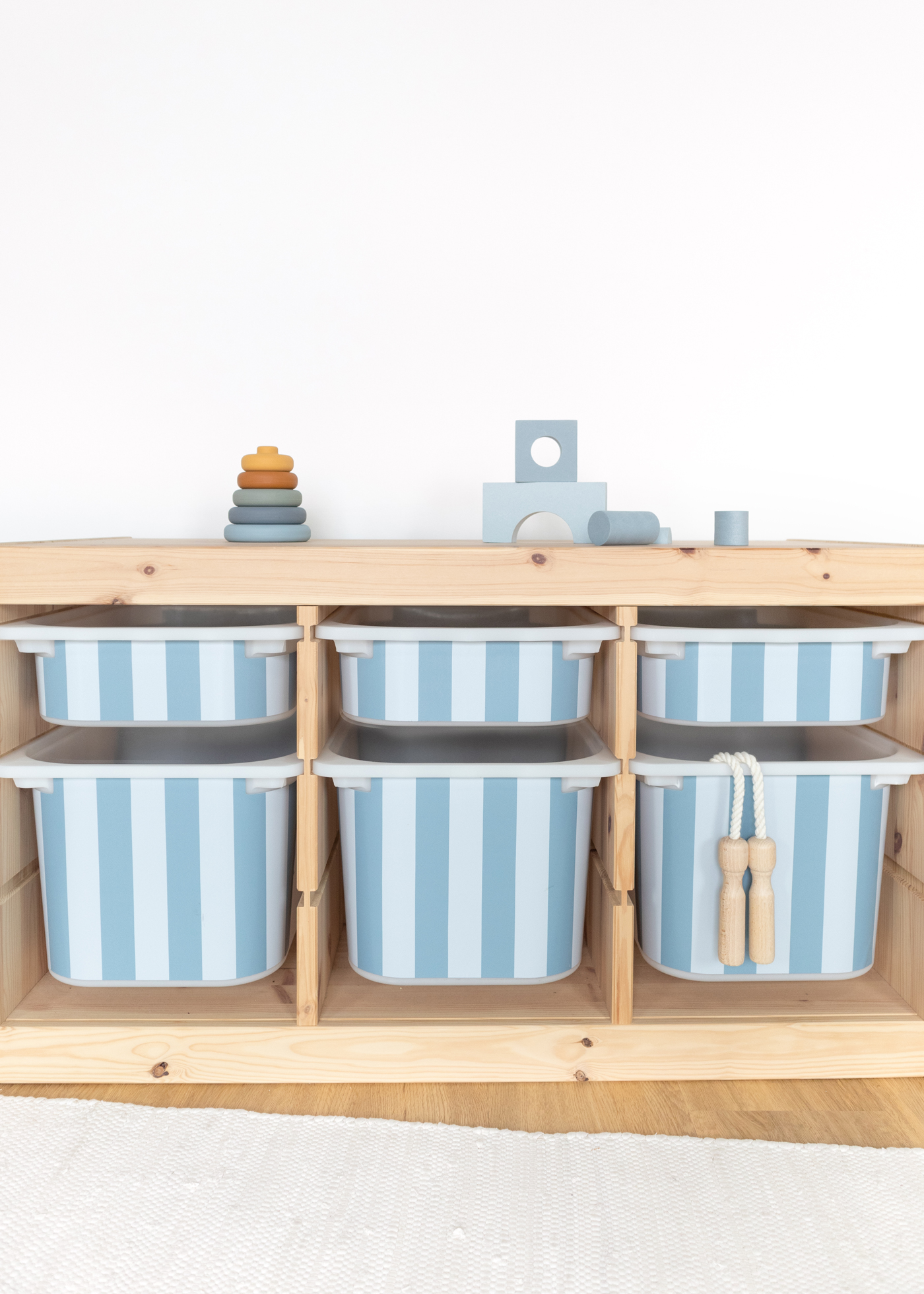 Kopzijde Stickers voor IKEA TROFAST doos (medium) Set van 3 Scandinavisch blauw  Kopzijde Stickers voor IKEA TROFAST doos (medium) Set van 3 Scandinavisch blauw