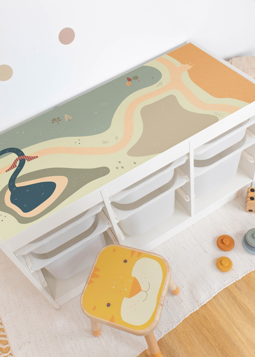 Klebefolie für Ikea Trofast Kinderzimmer Regal mit Wiese-Motiv