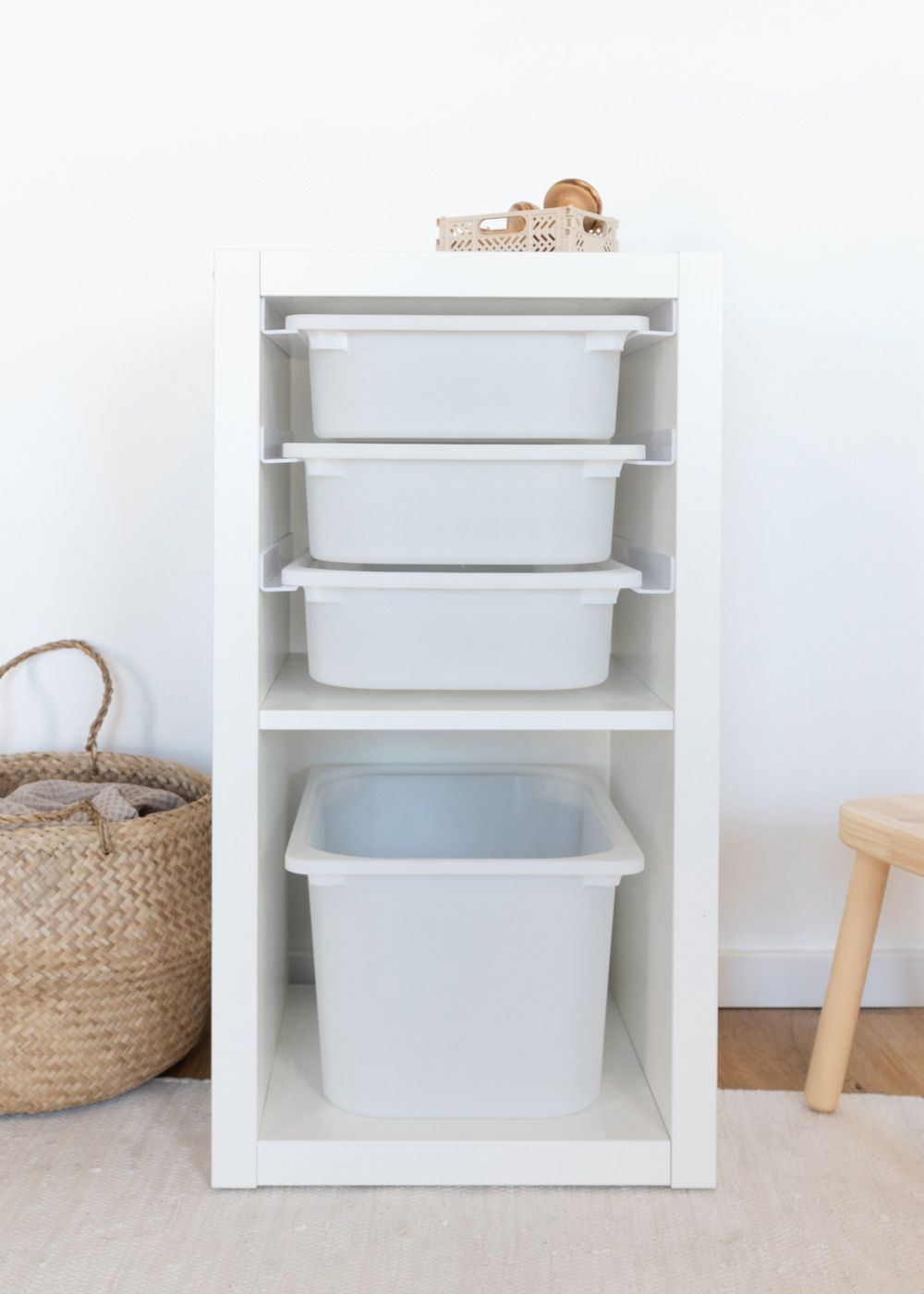 Plakstrips voor IKEA Kallax planken met Trofast dozen